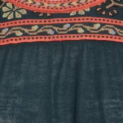 Pre Owned M Missoni Green Floral Pattern Knit Long Sleeve Top L