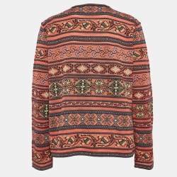 Pre Owned M Missoni Multicolored Patterned Knit Long Sleeve Cardigan L