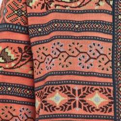 Pre Owned M Missoni Multicolored Patterned Knit Long Sleeve Cardigan L
