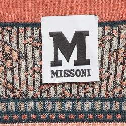 Pre Owned M Missoni Multicolored Patterned Knit Long Sleeve Cardigan L