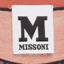 Pre Owned M Missoni Orange Patterned Knit Sleeveless Flared Midi Dress M