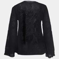 Pre Owned M Missoni Black Floral Stretch Lace Top S