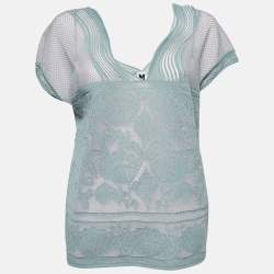 M Missoni Blue Sea Shell Pattern Lurex Knit Cap Sleeve Top M