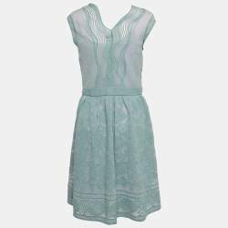 Pre Owned M Missoni Green Patterned Lurex Knit Short Dress S