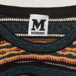 Pre Owned M Missoni Green Patterned Knit Top S