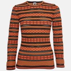 مملوكة مسبقًا M Missoni Orange Patterned Knit Top S