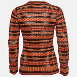 مملوكة مسبقًا M Missoni Orange Patterned Knit Top S