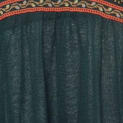 Pre Owned M Missoni Green Patterned Knit Puff Sleeves Top S