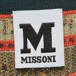 Pre Owned M Missoni Green Patterned Knit Puff Sleeves Top S