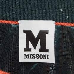 Pre Owned M Missoni Green Multicolor Patterned Midi Skirt L