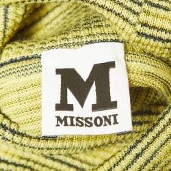Pre Owned M Missoni Yellow/Brown Patterned Knit Turtle Neck Sweater L