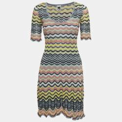 Pre Owned M Missoni Multicolor Wave Patterned Lurex Knit Mini Dress S