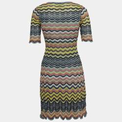 Pre Owned M Missoni Multicolor Wave Patterned Lurex Knit Mini Dress S