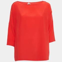 Pre Owned M Missoni Red Silk Crepe Oversized Top S