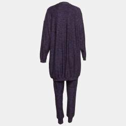 M Missoni Purple Patterned Lurex Knit Cardigan & Playsuit Set L