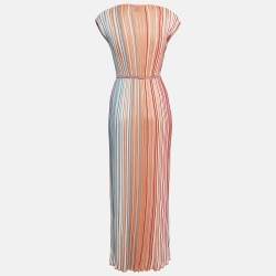 Pre Owned M Missoni Multicolor Stripe Knit Sleeveless Maxi Dress M