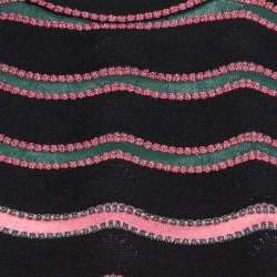 Pre Owned M Missoni Pink/Black Patterned Lurex Knit Tank Top S