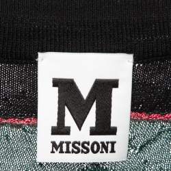 Pre Owned M Missoni Pink/Black Patterned Lurex Knit Tank Top S