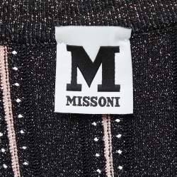 Pre Owned M Missoni Black Stripe Lurex Knit Flared Top S