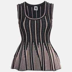 Pre Owned M Missoni Black Stripe Lurex Knit Flared Top S