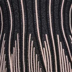 Pre Owned M Missoni Black Stripe Lurex Knit Flared Top S