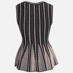 Pre Owned M Missoni Black Stripe Lurex Knit Flared Top S