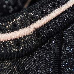 Pre Owned M Missoni Black Stripe Lurex Knit Flared Top S