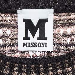 Pre Owned M Missoni Pink/Black Patterned Lurex Knit Top and Pants Set S
