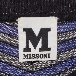 Pre Owned M Missoni Blue Pointelle Knit Cardigan M