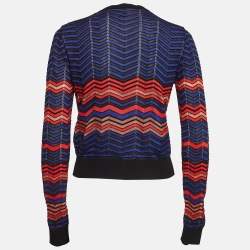 Pre Owned M Missoni Blue Pointelle Knit Cardigan M