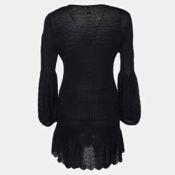 Pre Owned M Missoni Black Patterned Wool Blend Knit Mini Dress M