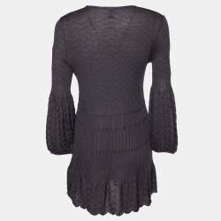 Pre Owned M Missoni Grey Patterned Wool Blend Knit Dress M