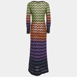 Pre Owned M Missoni Chevron Patterned Multicolor Maxi Dress S