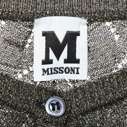 Pre Owned M Missoni Black/Gold Lurex Knit Buttoned Front Cardigan M