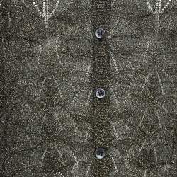 Pre Owned M Missoni Black/Gold Lurex Knit Buttoned Front Cardigan M