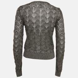 Pre Owned M Missoni Black/Gold Lurex Knit Buttoned Front Cardigan M