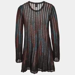 Pre Owned M Missoni Black Multicolor Lurex Knit Mini Dress S