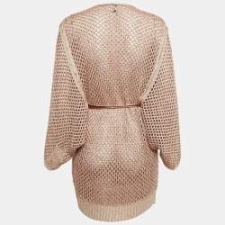 Pre Owned M Missoni Brown Lurex Knit Belted Cardigan M
