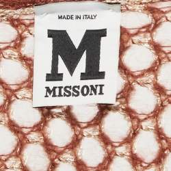 Pre Owned M Missoni Brown Lurex Knit Belted Cardigan M