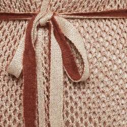 Pre Owned M Missoni Brown Lurex Knit Belted Cardigan M