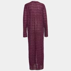 Pre Owned M Missoni Purple Lurex Knit Long Sleeve Cover-Up XL
