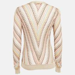 Pre Owned : Missoni Multicolor Patterned Lurex Knit Button Front Cardigan S