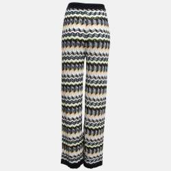 Pre Owned M Missoni Multicolor Chevron Patterned Knit Palazzo Pants M