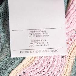 Pre Owned M Missoni Blue/Multicolor Patterned Knit Round Neck Top S