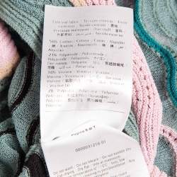 Pre Owned M Missoni Blue/Multicolor Patterned Knit Round Neck Top S