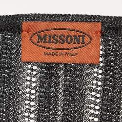 Pre Owned M Missoni Black Pinhole Patterned Knit Long Cardigan S