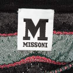 Pre Owned M Missoni Black/Multicolor Patterned Knit Sleeveless Top S 