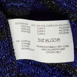 Pre Owned Missoni Blue/Black Lurex Knit Ruffled Sleeveless Dress M