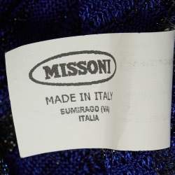 Pre Owned Missoni Blue/Black Lurex Knit Ruffled Sleeveless Dress M