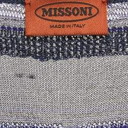 Pre Owned Missoni Blue/Black Lurex Knit Ruffled Sleeveless Dress M